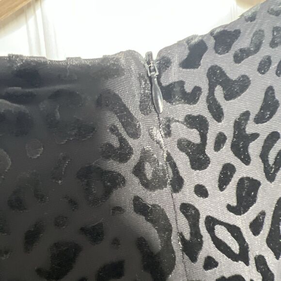 Lane Bryant Velvet Burnout Black Leopard Print Midi Dress Size 14/16 Puff Sleeve - Picture 12 of 12